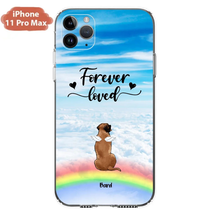 Custom Personalized Memorial Pets Phone Case - Upto 5 Pets - Memorial Gift For Dog Lovers/Cat Lovers - Forever Loved - Phone Case For iPhone And Samsung - AXSIO5