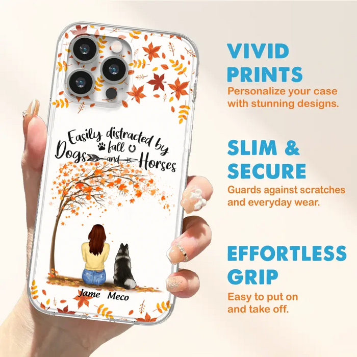 Custom Personalized Horse Dog Mom In Autumn Phone Case - Upto 3 Horses/ Dogs  - Case For iPhone And Samsung