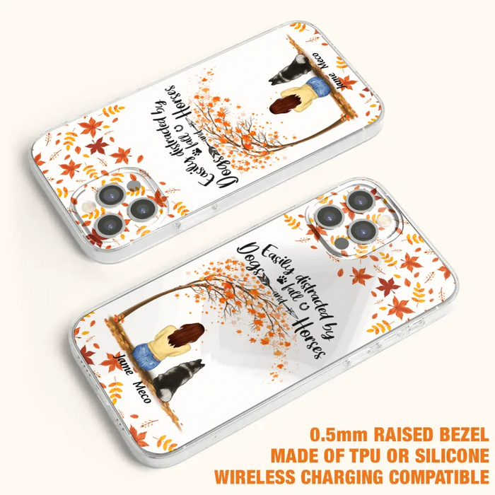 Custom Personalized Horse Dog Mom In Autumn Phone Case - Upto 3 Horses/ Dogs  - Case For iPhone And Samsung