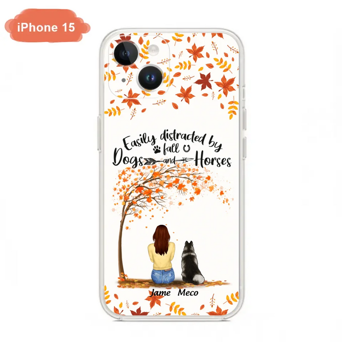 Custom Personalized Horse Dog Mom In Autumn Phone Case - Upto 3 Horses/ Dogs  - Case For iPhone And Samsung