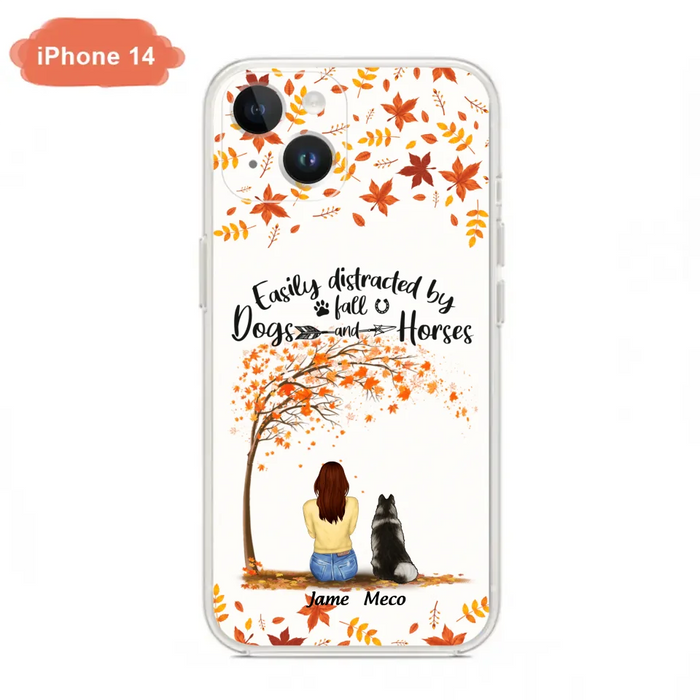 Custom Personalized Horse Dog Mom In Autumn Phone Case - Upto 3 Horses/ Dogs  - Case For iPhone And Samsung