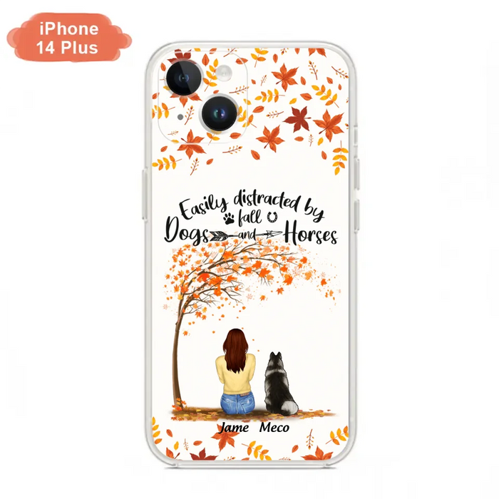 Custom Personalized Horse Dog Mom In Autumn Phone Case - Upto 3 Horses/ Dogs  - Case For iPhone And Samsung