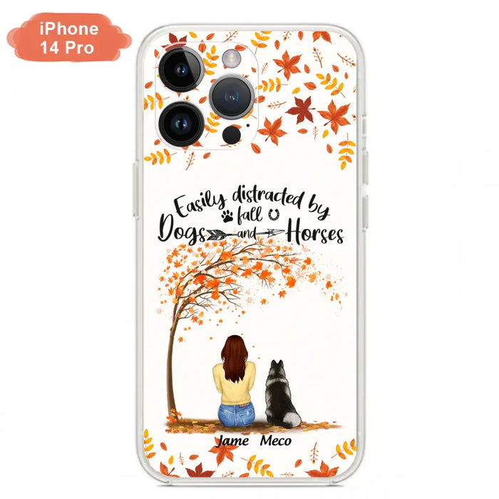 Custom Personalized Horse Dog Mom In Autumn Phone Case - Upto 3 Horses/ Dogs  - Case For iPhone And Samsung