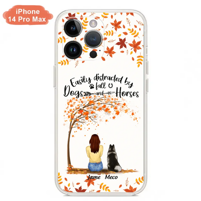 Custom Personalized Horse Dog Mom In Autumn Phone Case - Upto 3 Horses/ Dogs  - Case For iPhone And Samsung