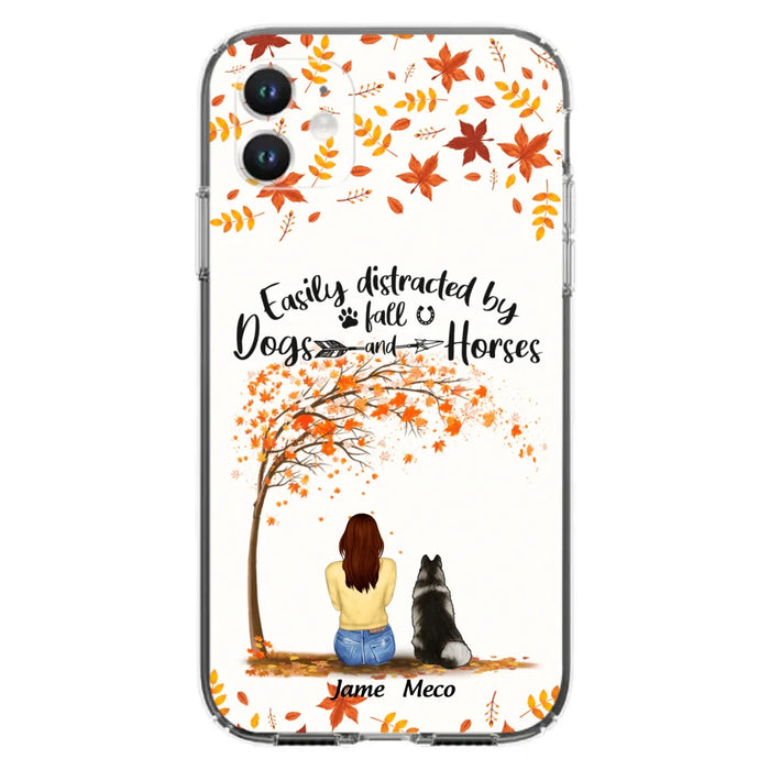 Custom Personalized Horse Dog Mom In Autumn Phone Case - Upto 3 Horses/ Dogs  - Case For iPhone And Samsung