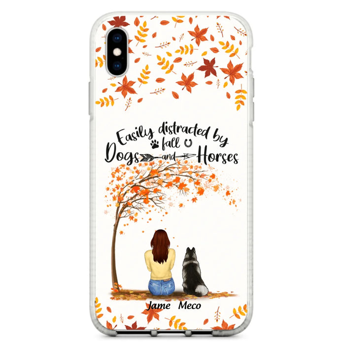 Custom Personalized Horse Dog Mom In Autumn Phone Case - Upto 3 Horses/ Dogs  - Case For iPhone And Samsung