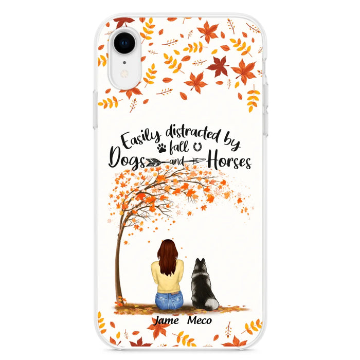 Custom Personalized Horse Dog Mom In Autumn Phone Case - Upto 3 Horses/ Dogs  - Case For iPhone And Samsung