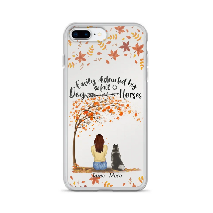 Custom Personalized Horse Dog Mom In Autumn Phone Case - Upto 3 Horses/ Dogs  - Case For iPhone And Samsung