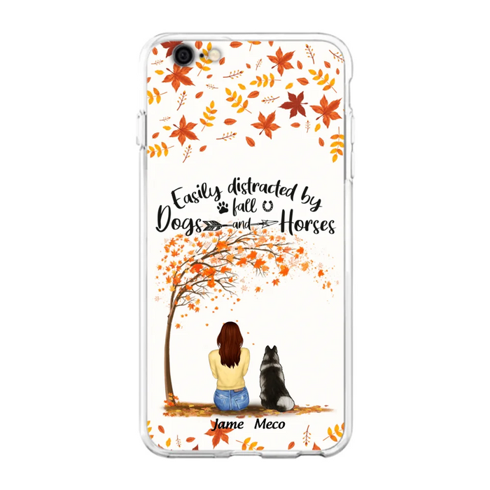 Custom Personalized Horse Dog Mom In Autumn Phone Case - Upto 3 Horses/ Dogs  - Case For iPhone And Samsung