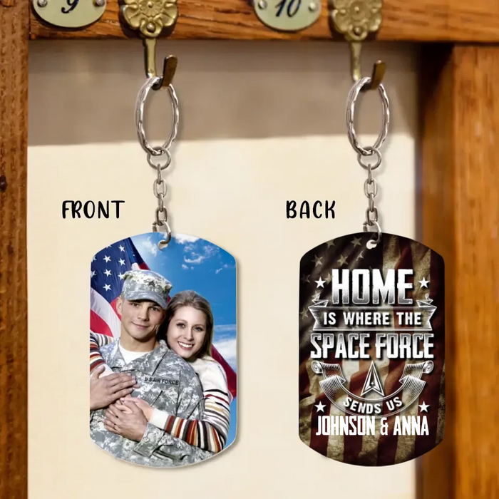 Custom Personalized Veteran Photo Aluminium Keychain - Gift Idea For Veteran - Home  Is Where The Marine Corps Send Us