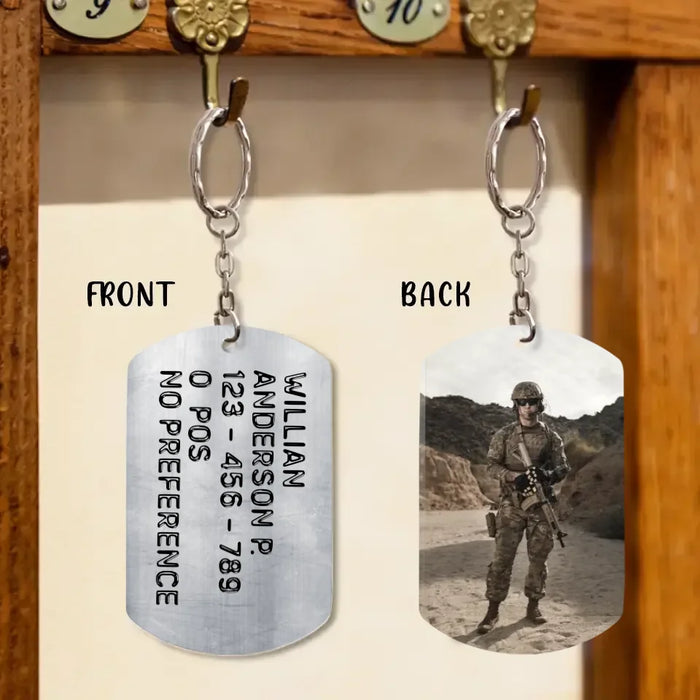 Custom Personalized Veteran Photo Aluminium Keychain - Gift Idea For Veteran