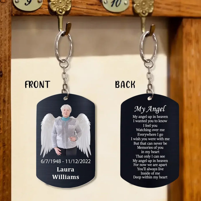 Custom Personalized My Angel Memorial Aluminium Keychain - Upload Photo - Memorial Gift Idea - My Angel Up In Heaven