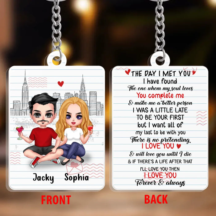 Custom Personalized Couple Acrylic Keychain - Anniversary Gift Idea for Couple - The Day I Met You