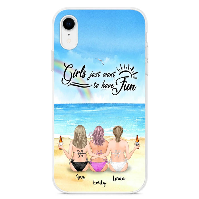 Personalized Best Friends Phone Case - Upto 3 Besties - Girls Just Want To Have Fun