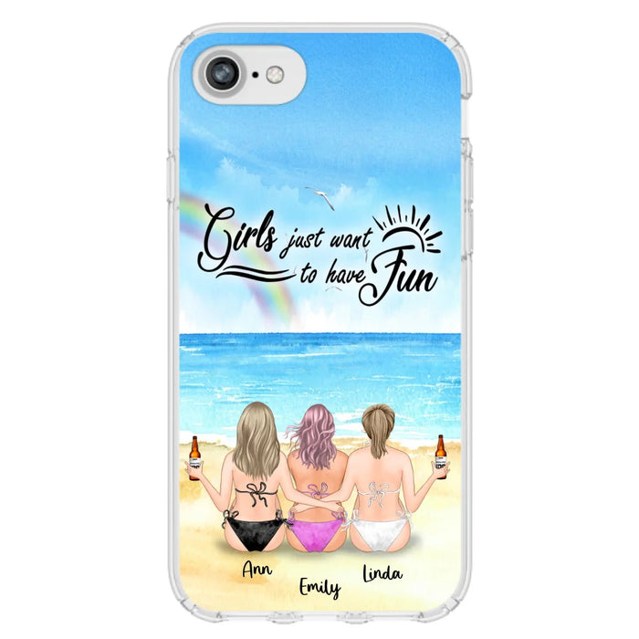 Personalized Best Friends Phone Case - Upto 3 Besties - Girls Just Want To Have Fun