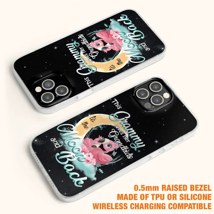 Custom Personalized Grandma Flamingo Phone Case - This Grammy Loves Her Grandkids To The Moon And Back - For iPhone And Samsung Phone Case - HWDFYR