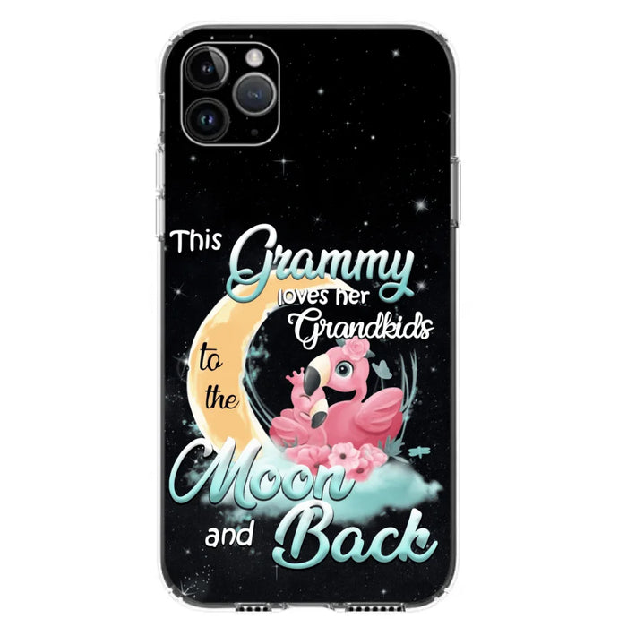 Custom Personalized Grandma Flamingo Phone Case - This Grammy Loves Her Grandkids To The Moon And Back - For iPhone And Samsung Phone Case - HWDFYR