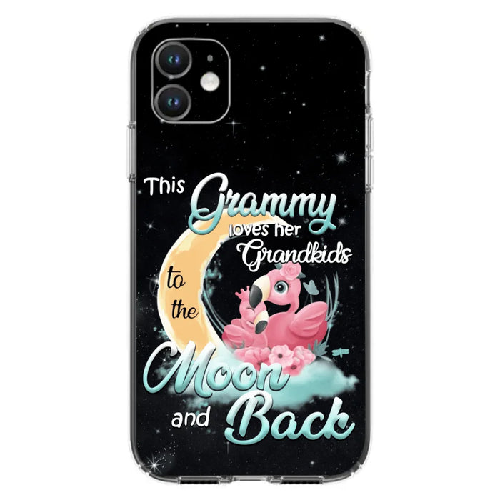 Custom Personalized Grandma Flamingo Phone Case - This Grammy Loves Her Grandkids To The Moon And Back - For iPhone And Samsung Phone Case - HWDFYR