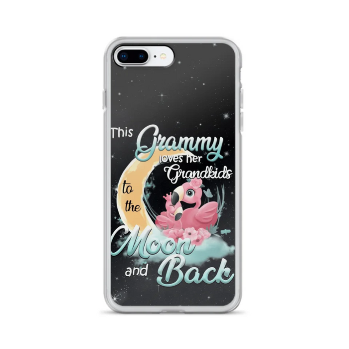 Custom Personalized Grandma Flamingo Phone Case - This Grammy Loves Her Grandkids To The Moon And Back - For iPhone And Samsung Phone Case - HWDFYR