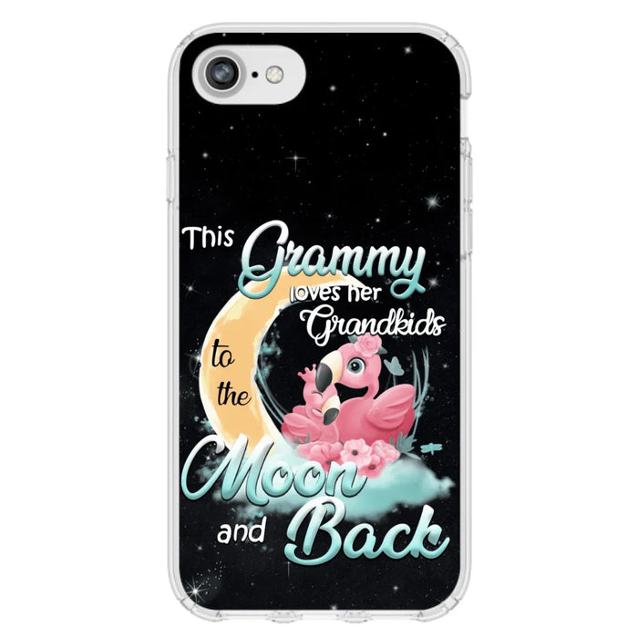 Custom Personalized Grandma Flamingo Phone Case - This Grammy Loves Her Grandkids To The Moon And Back - For iPhone And Samsung Phone Case - HWDFYR