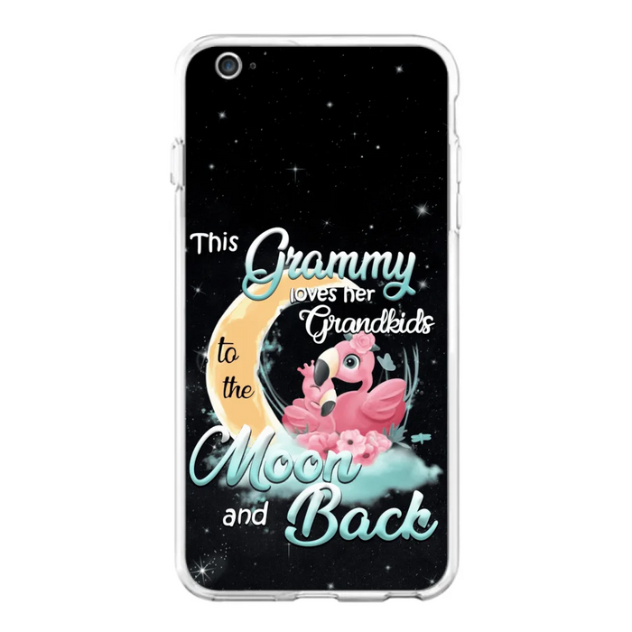 Custom Personalized Grandma Flamingo Phone Case - This Grammy Loves Her Grandkids To The Moon And Back - For iPhone And Samsung Phone Case - HWDFYR