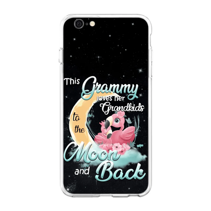 Custom Personalized Grandma Flamingo Phone Case - This Grammy Loves Her Grandkids To The Moon And Back - For iPhone And Samsung Phone Case - HWDFYR