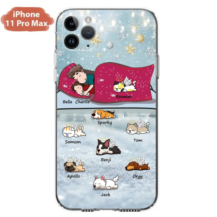 Custom Personalized Couple With Pet Phone Case - Upto 8 Pets - Best Gift For Dog/ Cat Lover - Case For Iphone And Samsung