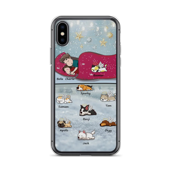 Custom Personalized Couple With Pet Phone Case - Upto 8 Pets - Best Gift For Dog/ Cat Lover - Case For Iphone And Samsung