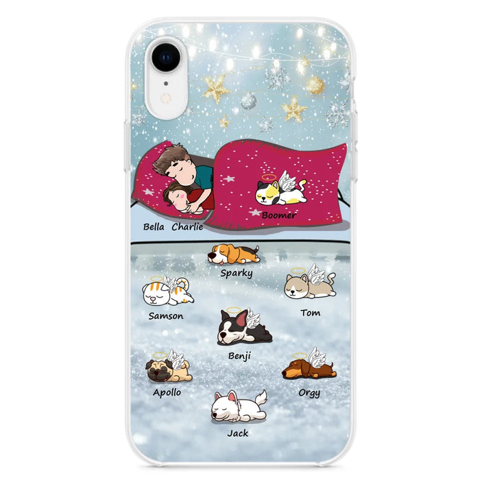 Custom Personalized Couple With Pet Phone Case - Upto 8 Pets - Best Gift For Dog/ Cat Lover - Case For Iphone And Samsung