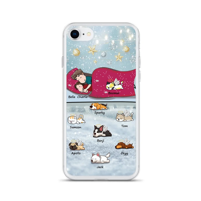 Custom Personalized Couple With Pet Phone Case - Upto 8 Pets - Best Gift For Dog/ Cat Lover - Case For Iphone And Samsung