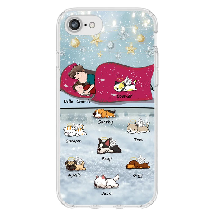 Custom Personalized Couple With Pet Phone Case - Upto 8 Pets - Best Gift For Dog/ Cat Lover - Case For Iphone And Samsung