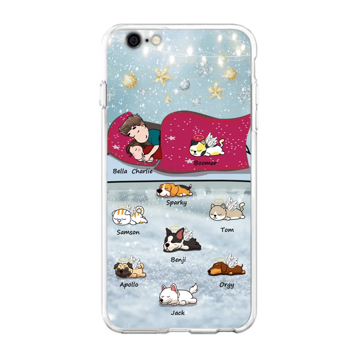 Custom Personalized Couple With Pet Phone Case - Upto 8 Pets - Best Gift For Dog/ Cat Lover - Case For Iphone And Samsung