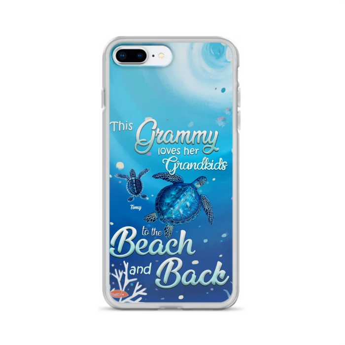 Custom Personalized Grandma Turtle Phone Case - Upto 6 Turtles - This Grammy Loves Her Grandkids To The Beach And Back - For iPhone And Samsung Phone Case - HWDFYR