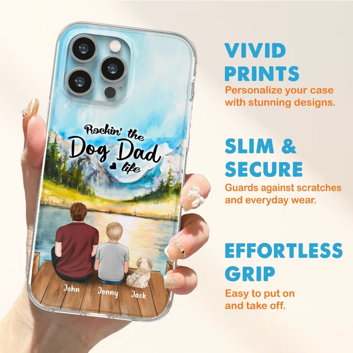 Custom Personalized Dog Mom/Dog Dad Phone Case - Single Mom/Single Dad with 1 Kid and 2 Pets - iPhone and Samsung Cases