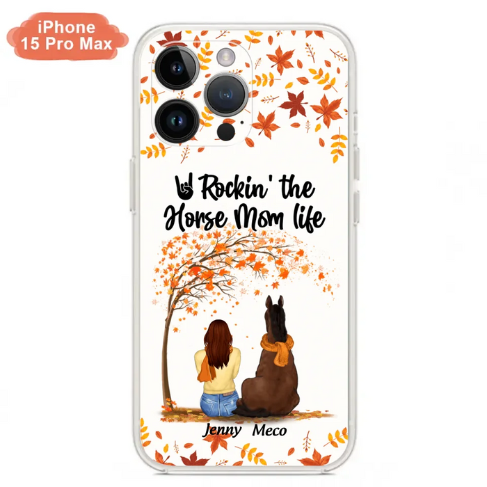 Custom Personalized Horse Mom In Autumn Phone Case - Girl With Upto 3 Horses - Case For iPhone And Samsung