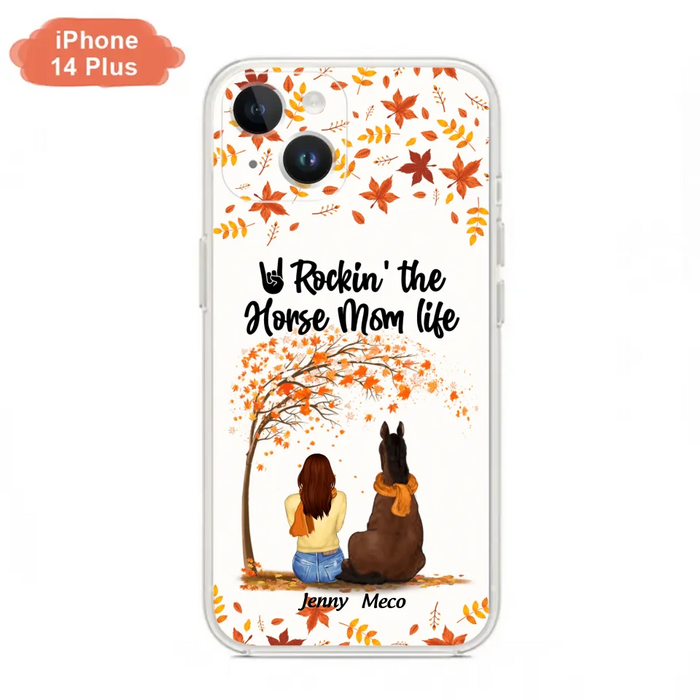 Custom Personalized Horse Mom In Autumn Phone Case - Girl With Upto 3 Horses - Case For iPhone And Samsung