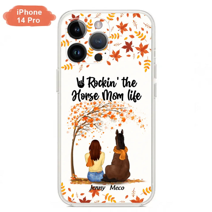 Custom Personalized Horse Mom In Autumn Phone Case - Girl With Upto 3 Horses - Case For iPhone And Samsung