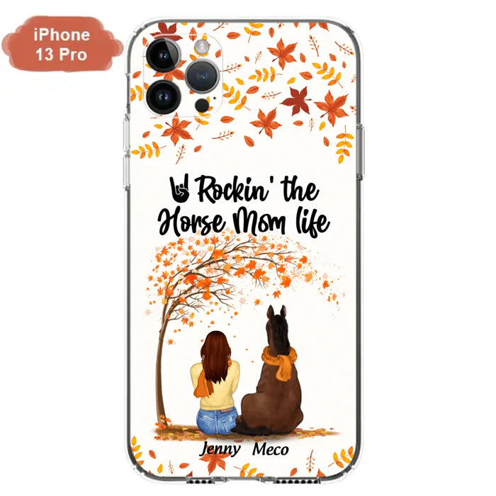 Custom Personalized Horse Mom In Autumn Phone Case - Girl With Upto 3 Horses - Case For iPhone And Samsung