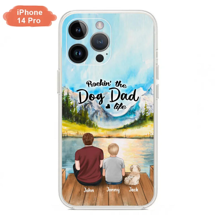 Custom Personalized Dog Mom/Dog Dad Phone Case - Single Mom/Single Dad with 1 Kid and 2 Pets - iPhone and Samsung Cases