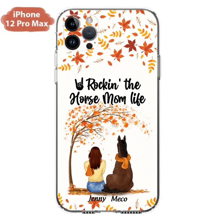 Custom Personalized Horse Mom In Autumn Phone Case - Girl With Upto 3 Horses - Case For iPhone And Samsung