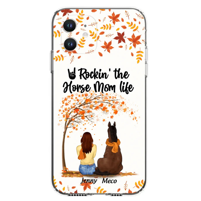 Custom Personalized Horse Mom In Autumn Phone Case - Girl With Upto 3 Horses - Case For iPhone And Samsung