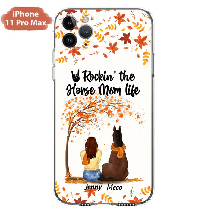 Custom Personalized Horse Mom In Autumn Phone Case - Girl With Upto 3 Horses - Case For iPhone And Samsung