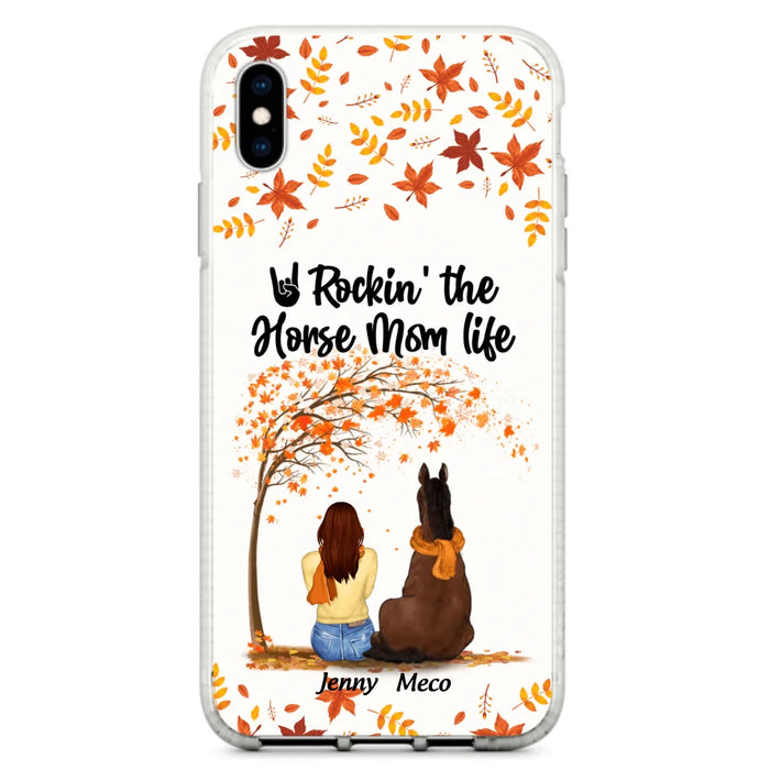 Custom Personalized Horse Mom In Autumn Phone Case - Girl With Upto 3 Horses - Case For iPhone And Samsung