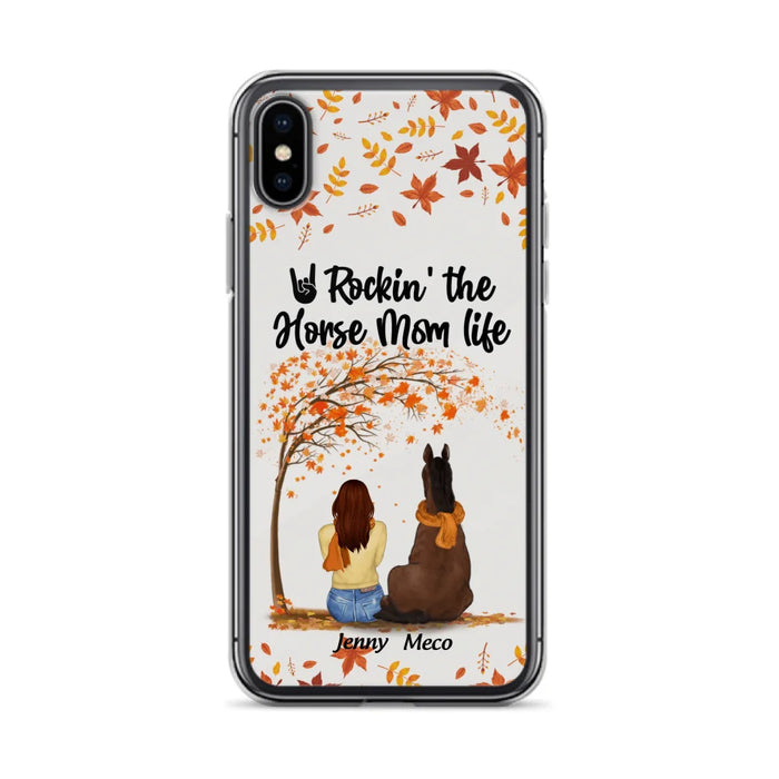 Custom Personalized Horse Mom In Autumn Phone Case - Girl With Upto 3 Horses - Case For iPhone And Samsung