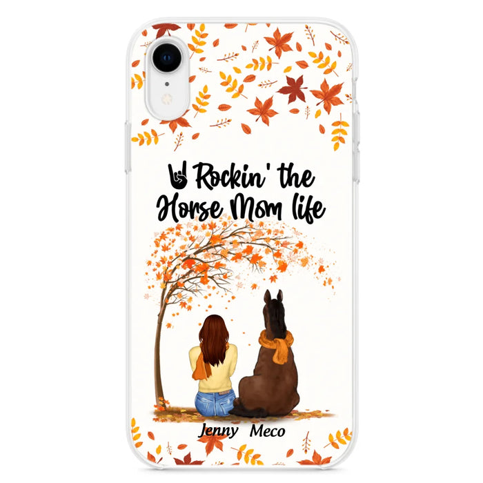 Custom Personalized Horse Mom In Autumn Phone Case - Girl With Upto 3 Horses - Case For iPhone And Samsung