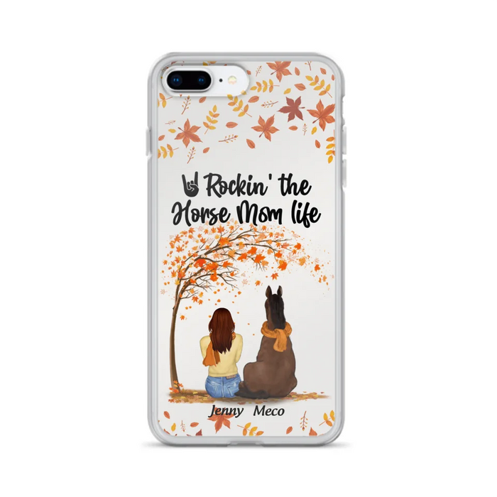 Custom Personalized Horse Mom In Autumn Phone Case - Girl With Upto 3 Horses - Case For iPhone And Samsung