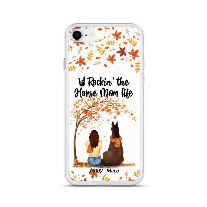 Custom Personalized Horse Mom In Autumn Phone Case - Girl With Upto 3 Horses - Case For iPhone And Samsung