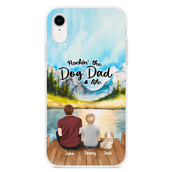 Custom Personalized Dog Mom/Dog Dad Phone Case - Single Mom/Single Dad with 1 Kid and 2 Pets - iPhone and Samsung Cases