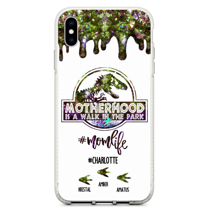 Custom Personalized Mama Dinosaur Phone Case - Best Gift For Mothers - Motherhood Is A Walk In The Park - Phone Case For iPhone And Samsung - 2QCGS1