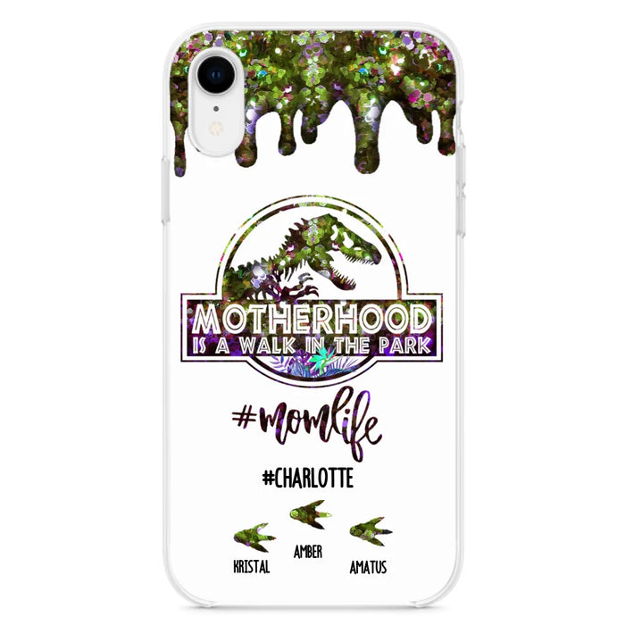 Custom Personalized Mama Dinosaur Phone Case - Best Gift For Mothers - Motherhood Is A Walk In The Park - Phone Case For iPhone And Samsung - 2QCGS1